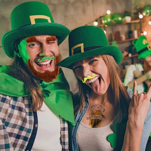 Base MMAHER St Patricks Day Fake Green Mustache Set
