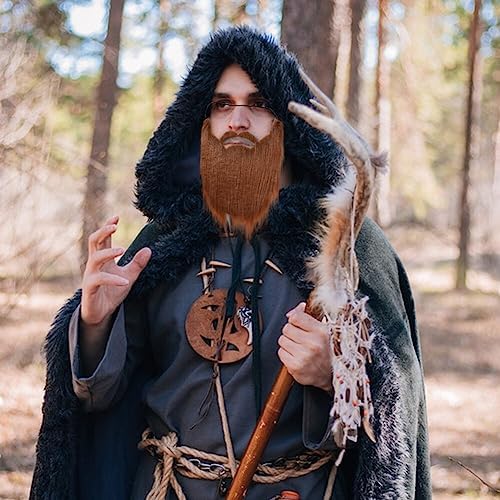 Surakey 8 Pcs Halloween Fake Beards Costume Adjustable Elastic for Men Kids