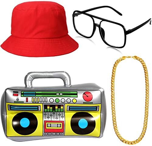 Meekoo 80s90s Hip Hop Costume Kit Accessories for Men Women
