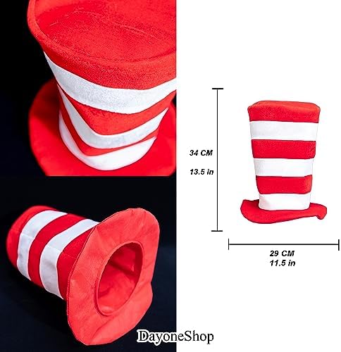 Red Striped Hat White Gloves Costume Set for Halloween