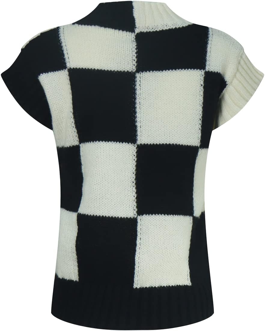 Black White Checkered Sweater Vest Costume