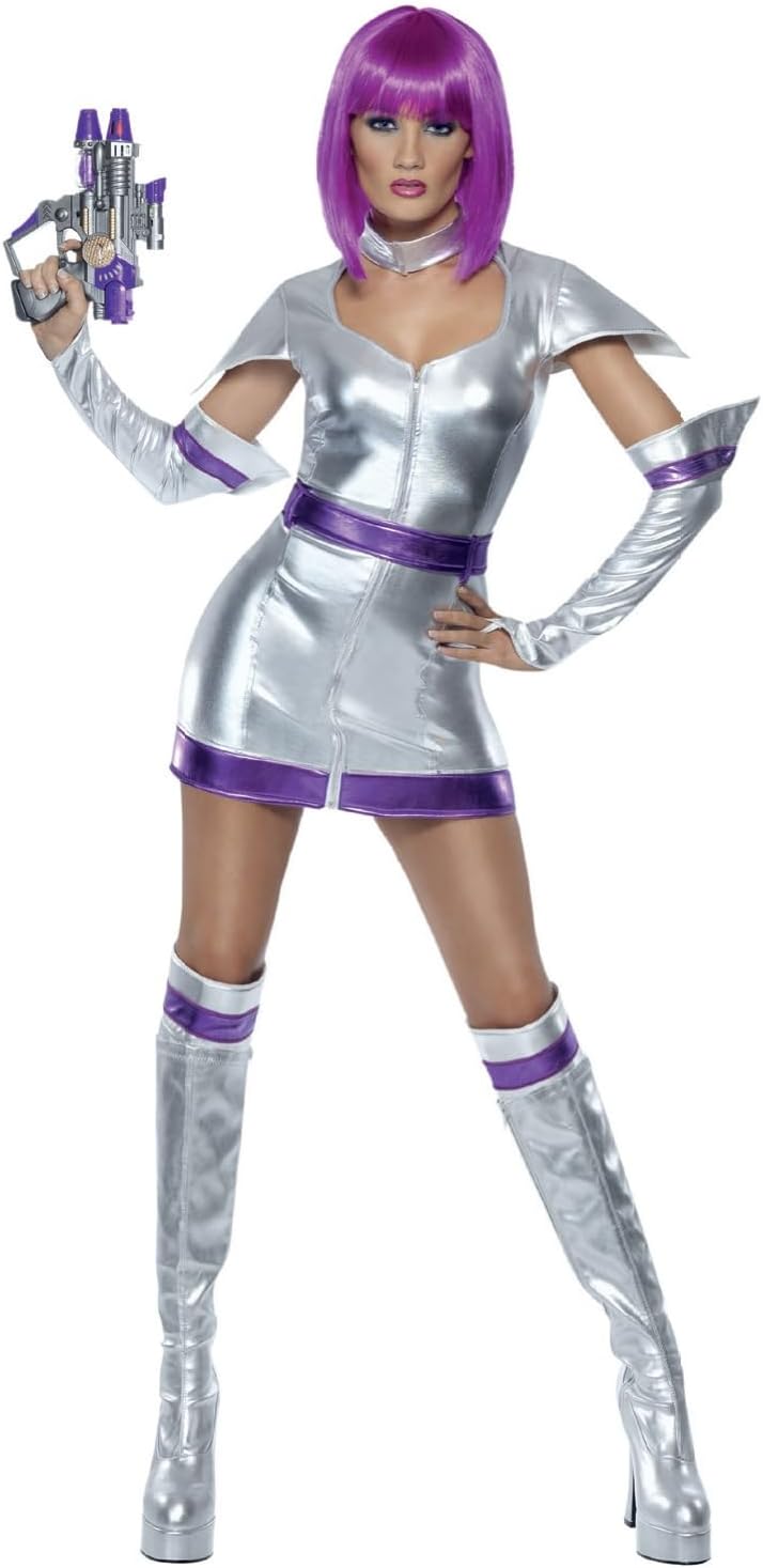 Smiffys Womens Space Cadet Costume Medium Silver Metallic