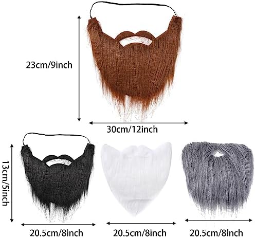 Surakey 8 Pcs Halloween Fake Beards Costume Adjustable Elastic for Men Kids