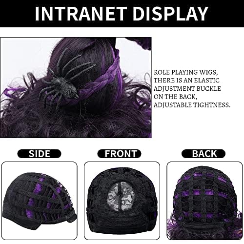 Vivid Purple Halloween Witches Hat Wig Set for Women