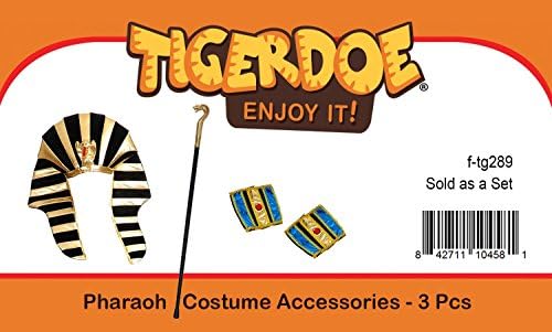 Mens Pharaoh Costume Set - Royal Egypt Headpiece Cane - Halloween More