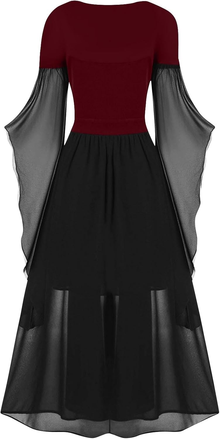 Stunning Pantheistic Halloween Christmas Costume for Women Boho Gothic High Waist Dress