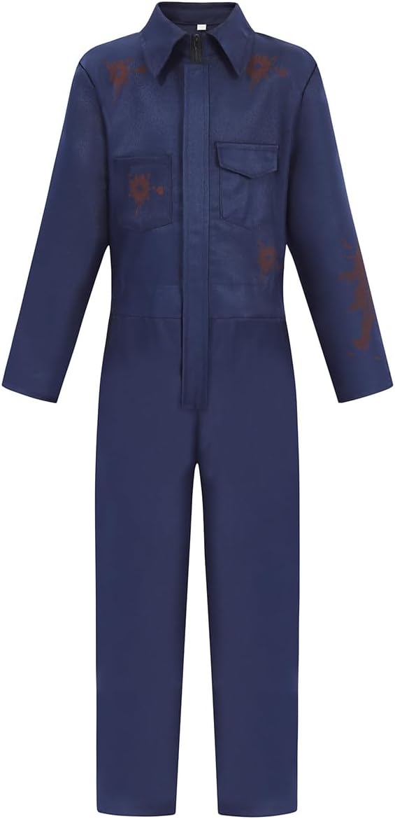 Scary Halloween costume for Men - Bloodstained Jumpsuit Knives and Killer Mask