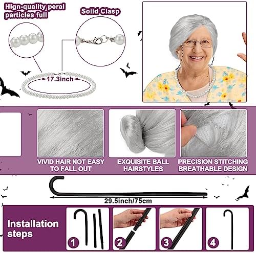 Berlune 7-Piece 100th Day Grandma Costume