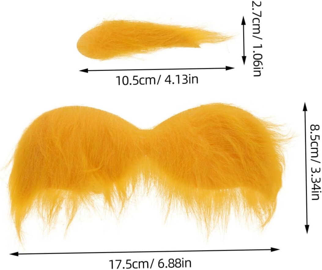 set of yellow fake eyebrows beards for cosplay mask costume