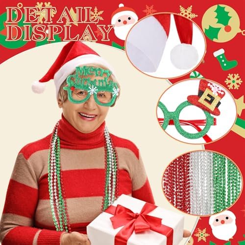 Shappy Christmas GlassSanta Hat 60 Pcs Christmas Accessories