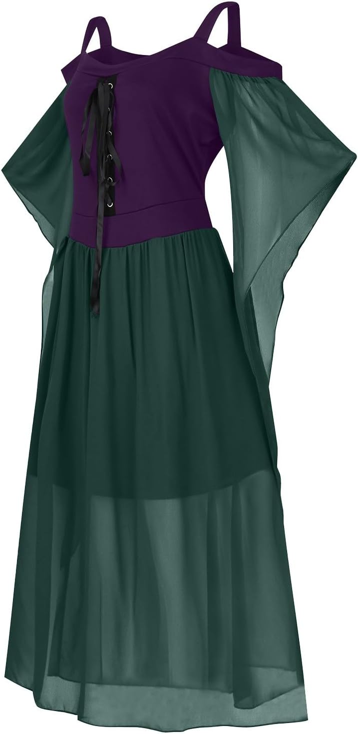DPKLAD Halloween Costumes Medieval Sex Offset Sleeve Medieval Dresses for Women