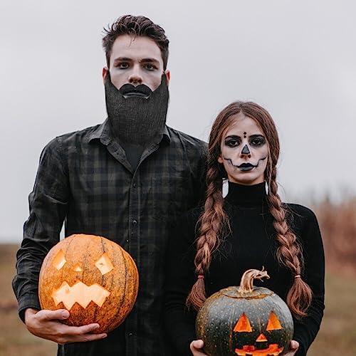 Surakey 8 Pcs Halloween Fake Beards Costume Adjustable Elastic for Men Kids