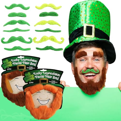 Base MMAHER St Patricks Day Fake Green Mustache Set