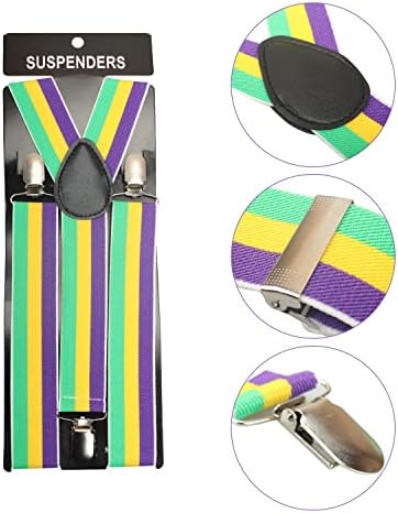 Mardi Gras suspenders and bow tie set for men