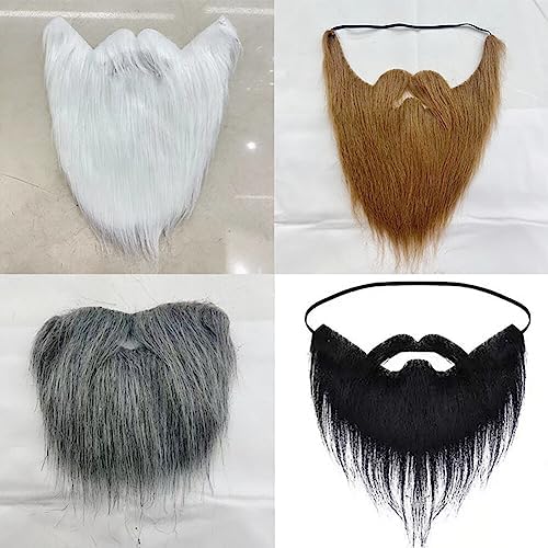 Surakey 8 Pcs Halloween Fake Beards Costume Adjustable Elastic for Men Kids