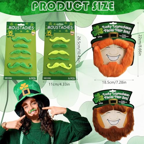 Base MMAHER St Patricks Day Fake Green Mustache Set