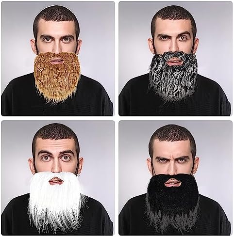 4-Piece Fake Beards Trick or Treat Halloween Costume Accessory