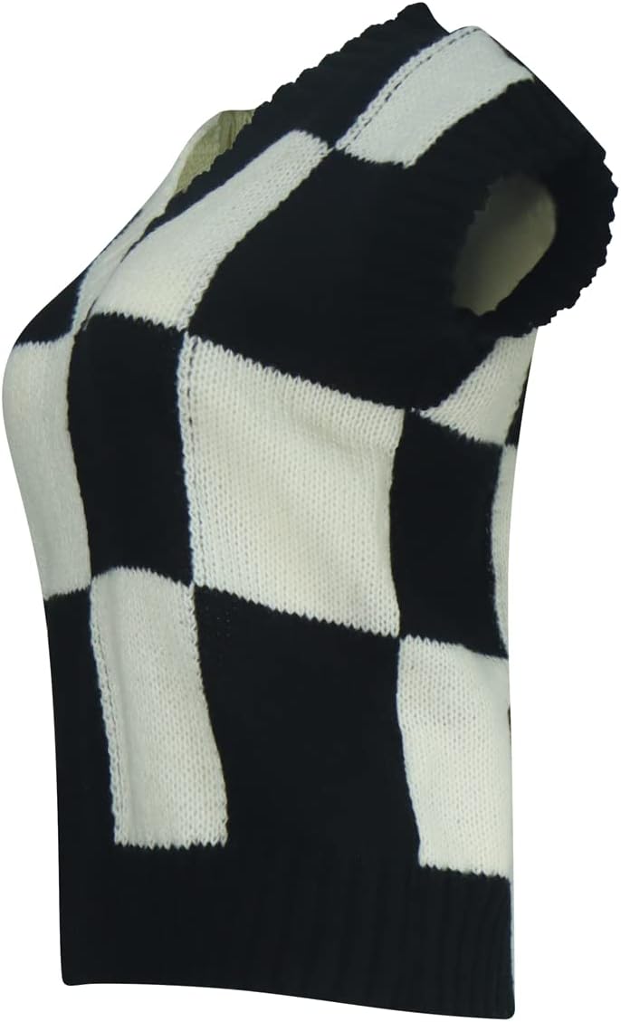 Black White Checkered Sweater Vest Costume