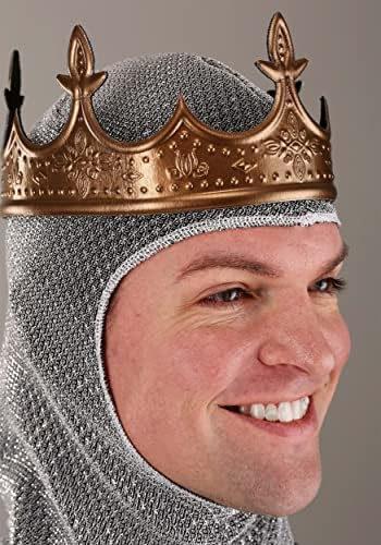 Mens Chain Mail Costume Crown with Faux Leather Hood