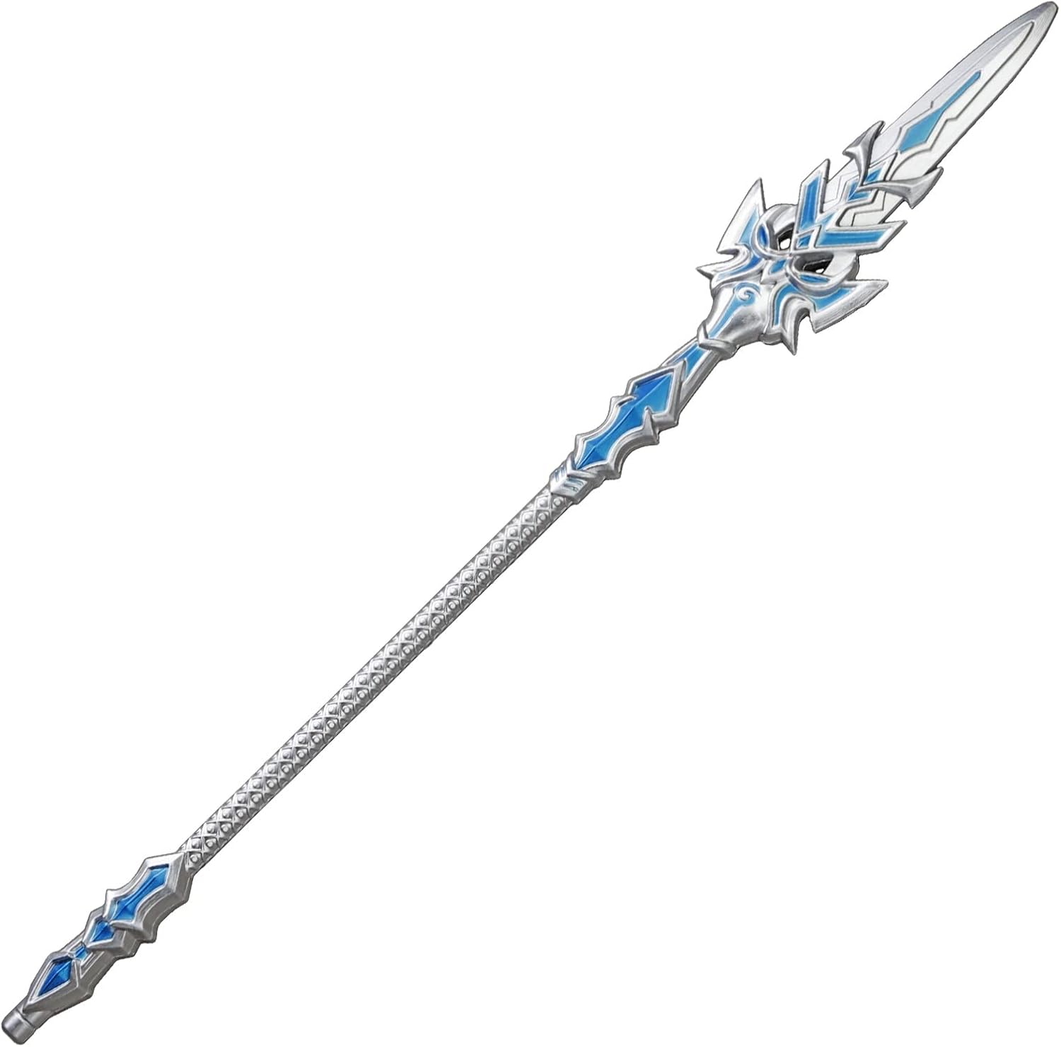 Silver Blue Fantasy Spear Staff - cosplay costume prop