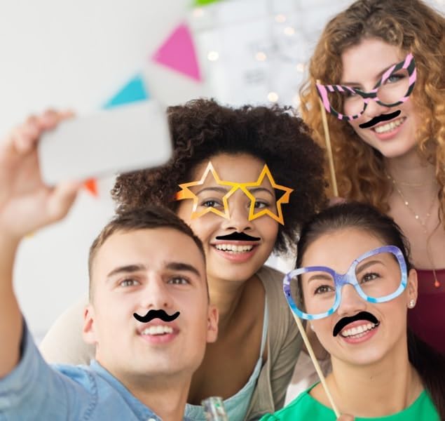 24PCS Halloween Mustaches Black6Styles Fun for Pranks Role-Playing Kids Adults