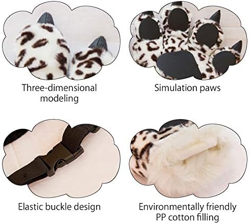 Fluffy Plush Animal Costume Set - Soft Plush Animal Ears Headband Tail Paws