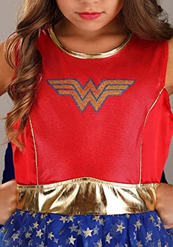 Fun Costumes - Girls Caped Wonder Woman Costume - Superhero Outfit - Red White Blue