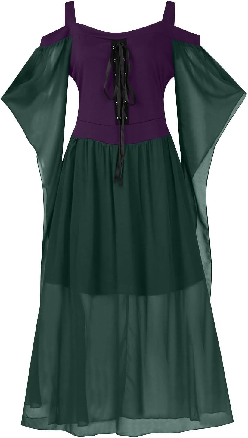 DPKLAD Halloween Costumes Medieval Sex Offset Sleeve Medieval Dresses for Women