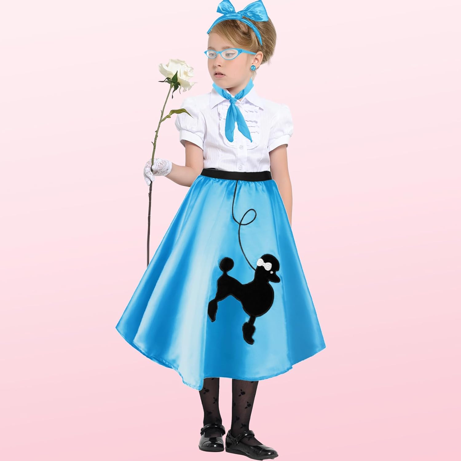 Elegant 1950s Poodle Skirt Costume Set for Girls