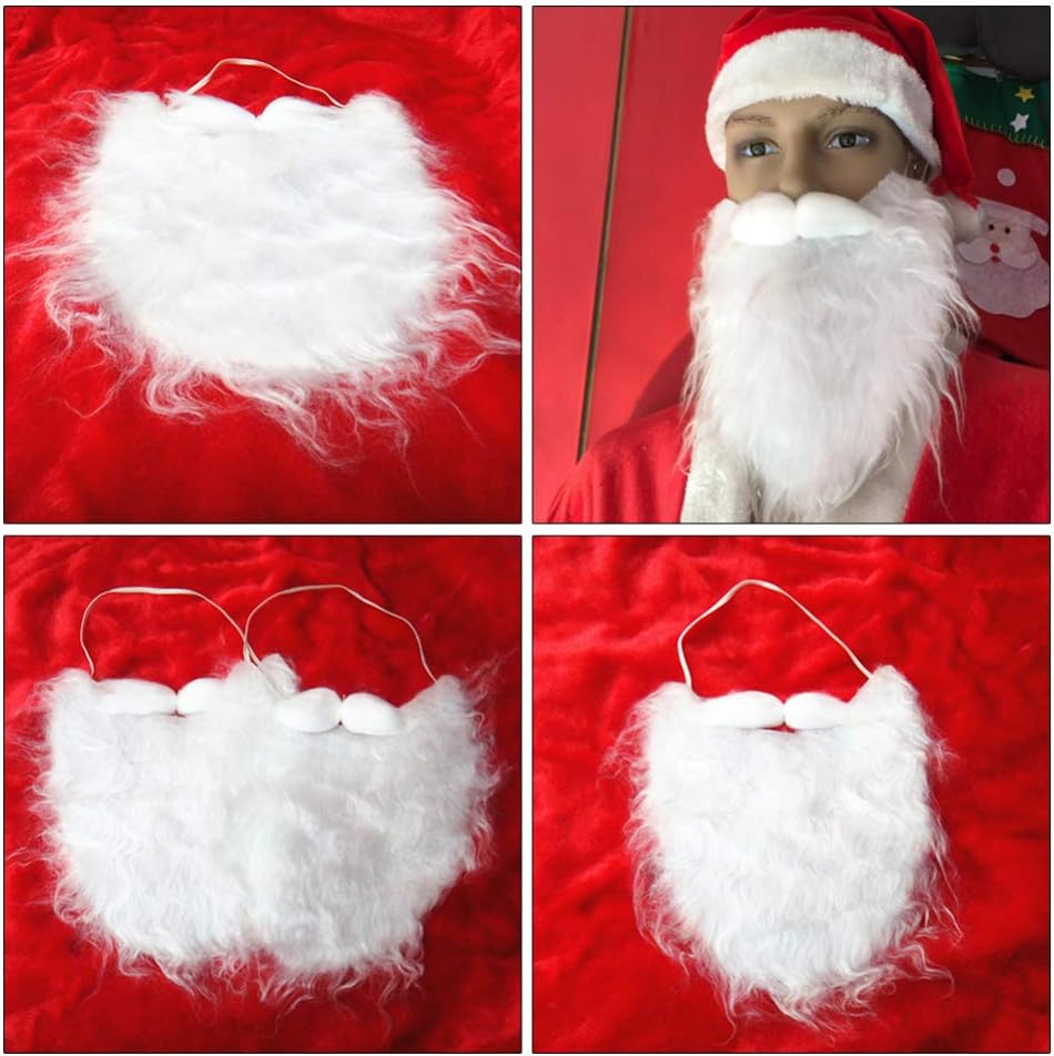 White Santa Beard Fake Facial Hair Costume Accessory