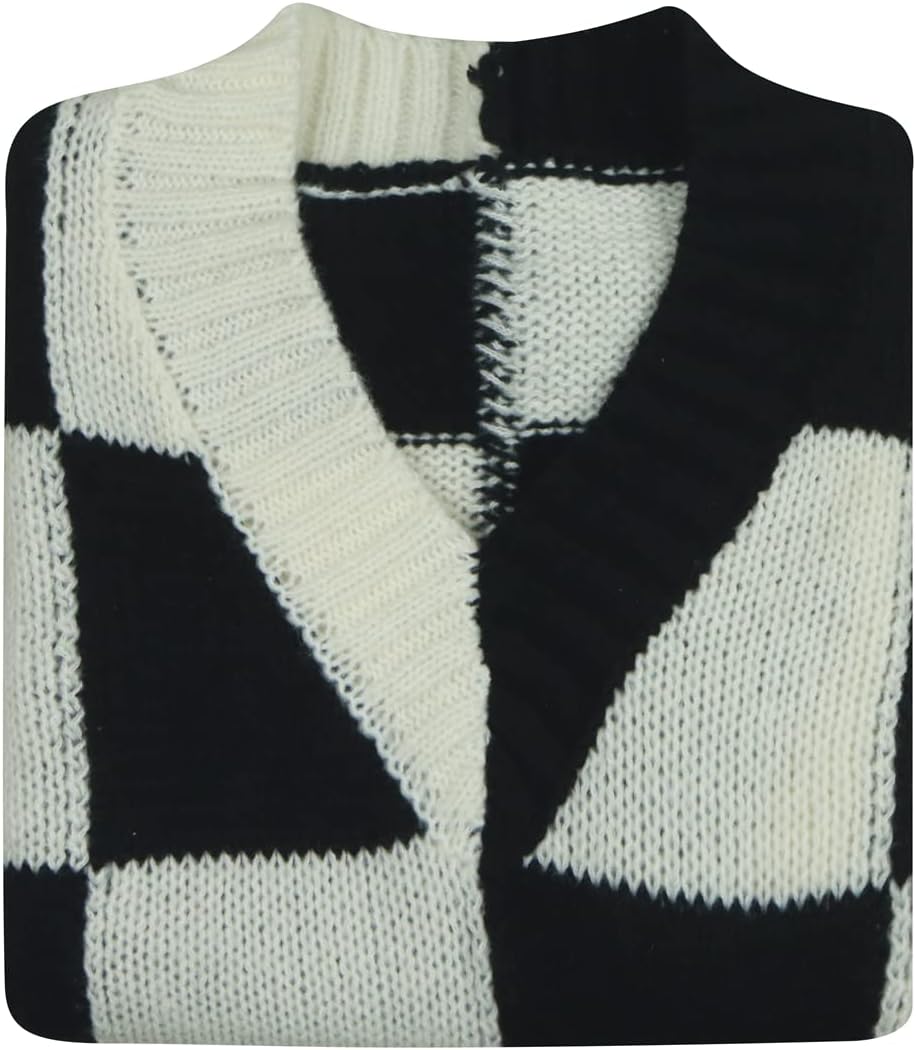 Black White Checkered Sweater Vest Costume