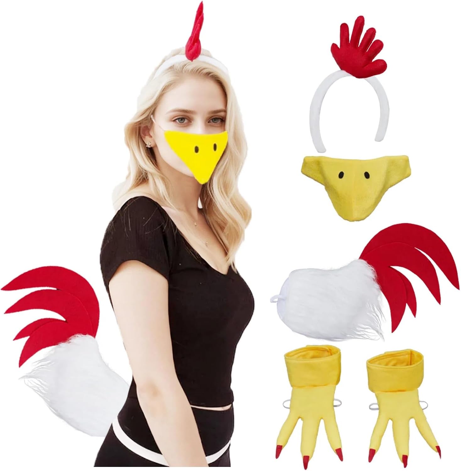 Friendly Rooster Halloween Costume Accessories Set for Adults