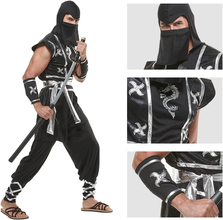 Ninja Costume Men Japanese Dragon Swordman