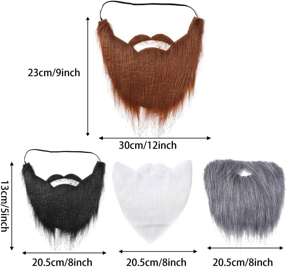 Surakey 8 Pcs Halloween Fake Beards Costume Adjustable Elastic for Men Kids