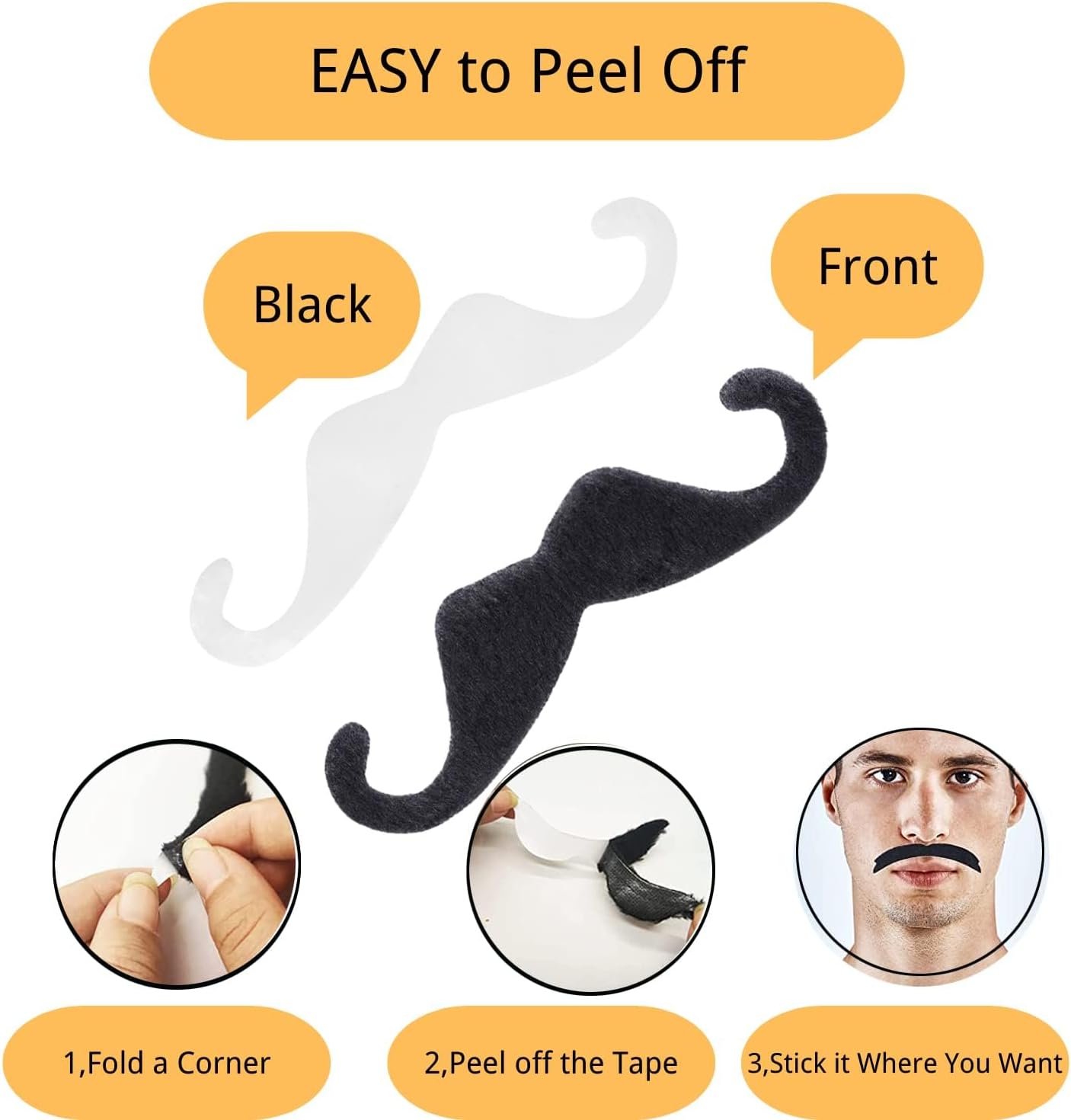 GLITTY Halloween costume beards 4-pack for adults