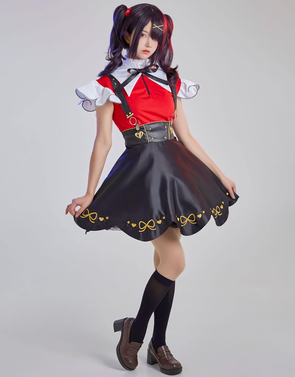 Kawaii Womens Game Streamer Cosplay Costume with Suspender Skirt and Accessories