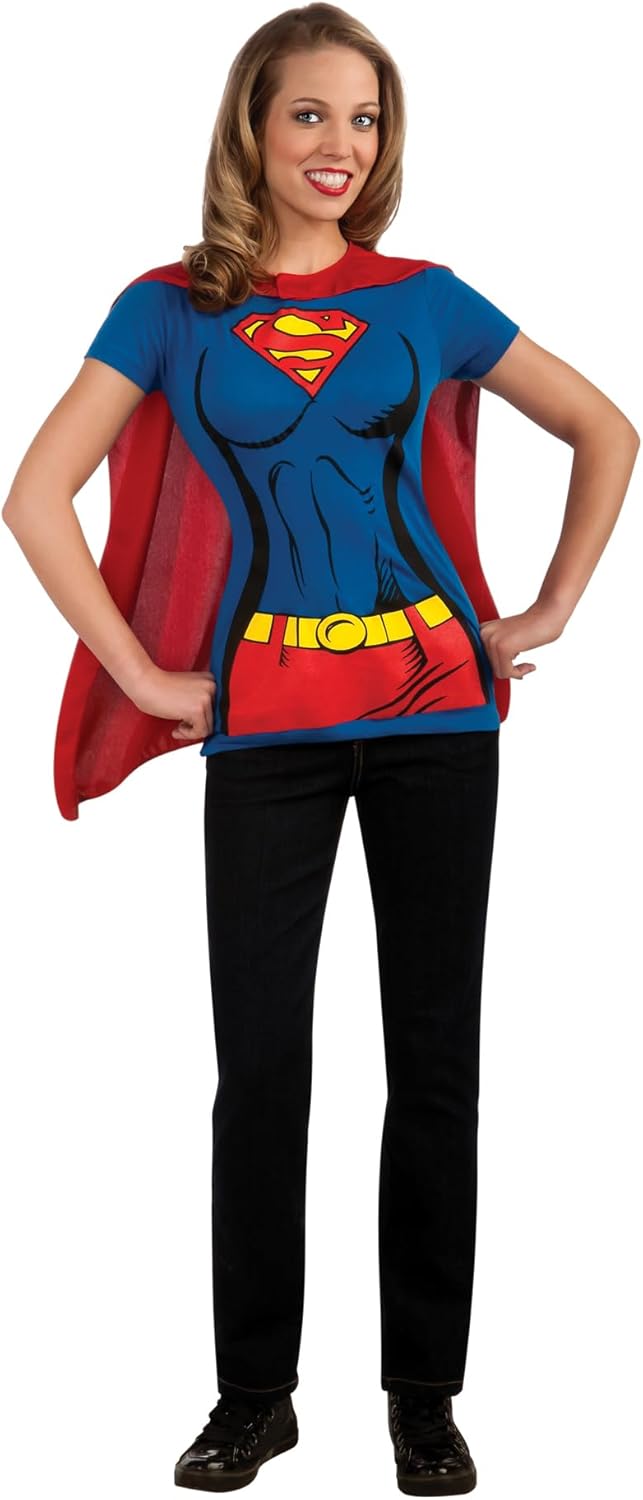 Supergirl Red T-Shirt with Cape Party Costume