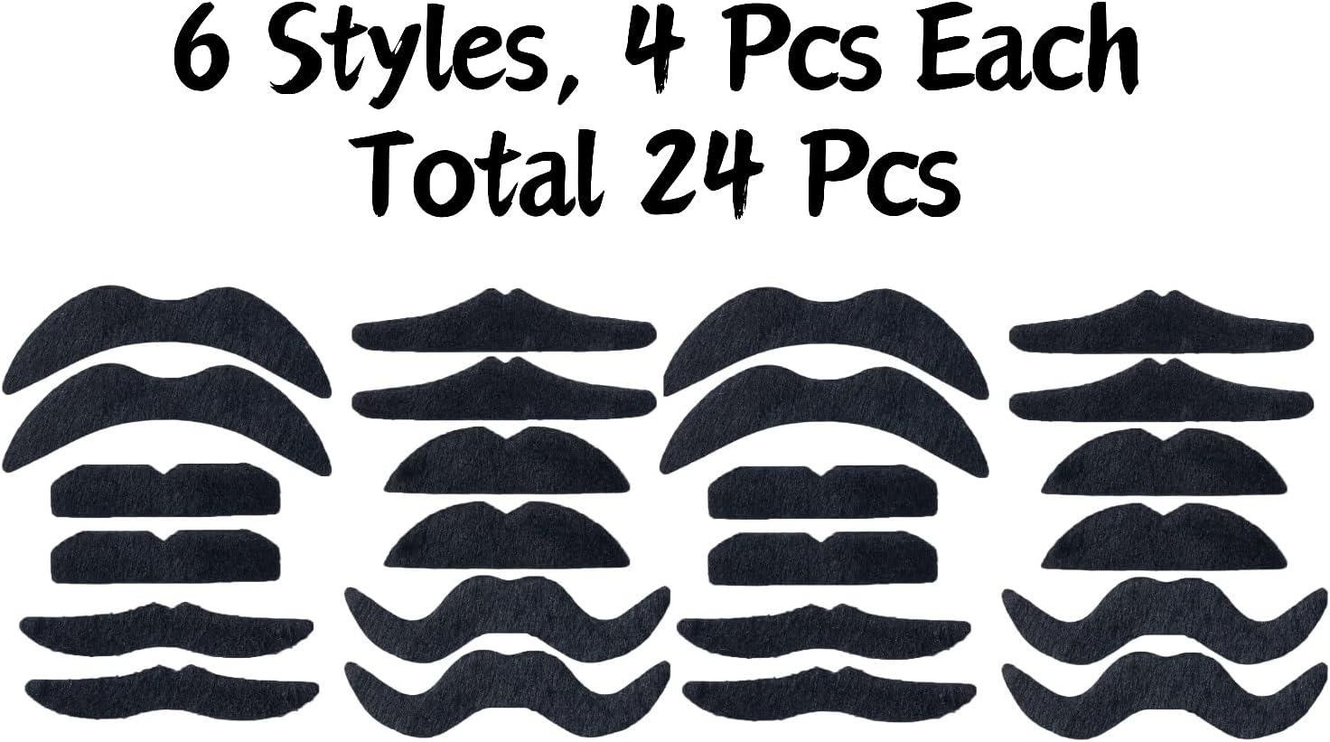 24PCS Halloween Mustaches Black6Styles Fun for Pranks Role-Playing Kids Adults