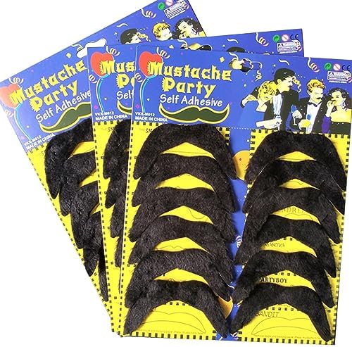 12-Piece Real Fake Mustaches Adhesive Costume for Adults