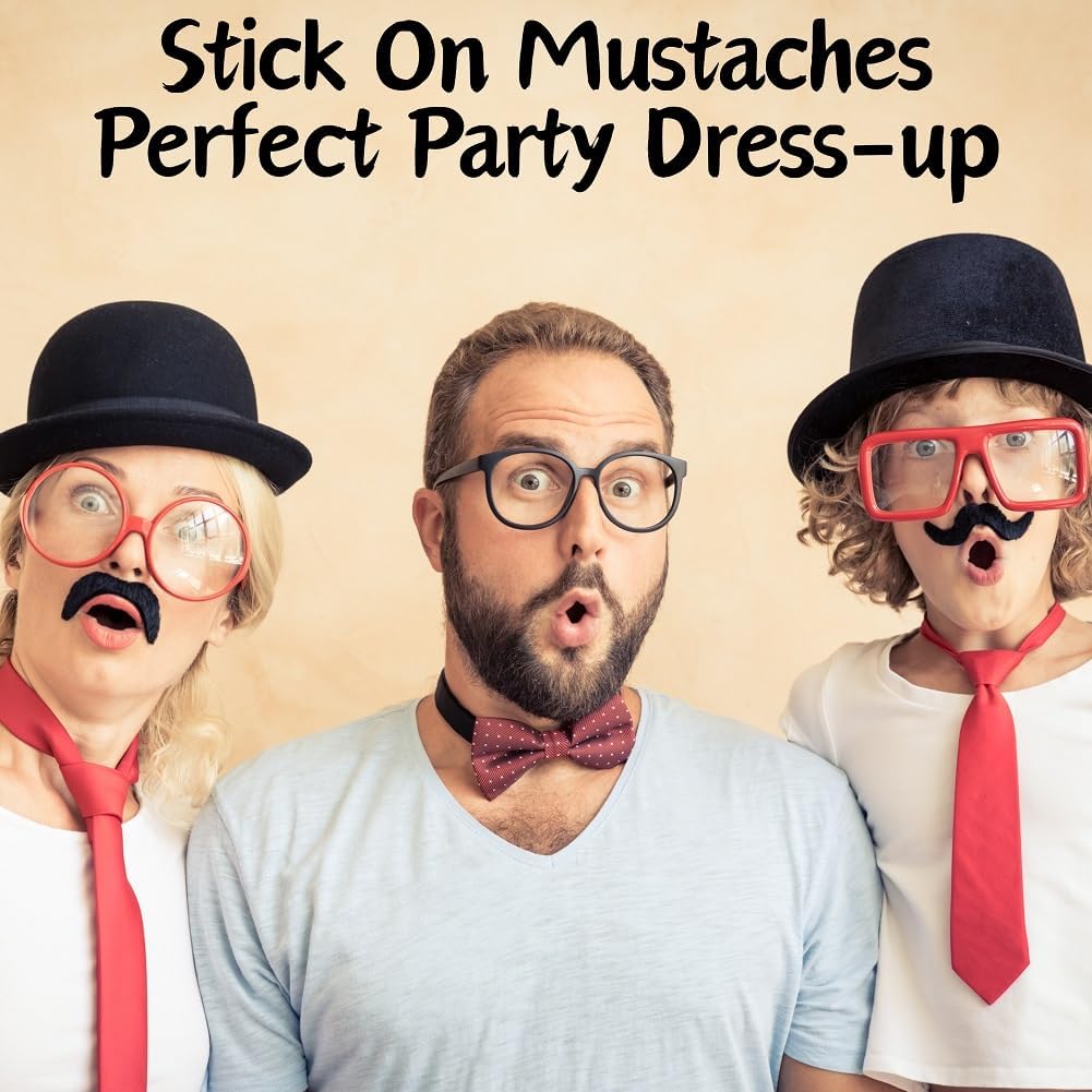 24PCS Halloween Mustaches Black6Styles Fun for Pranks Role-Playing Kids Adults