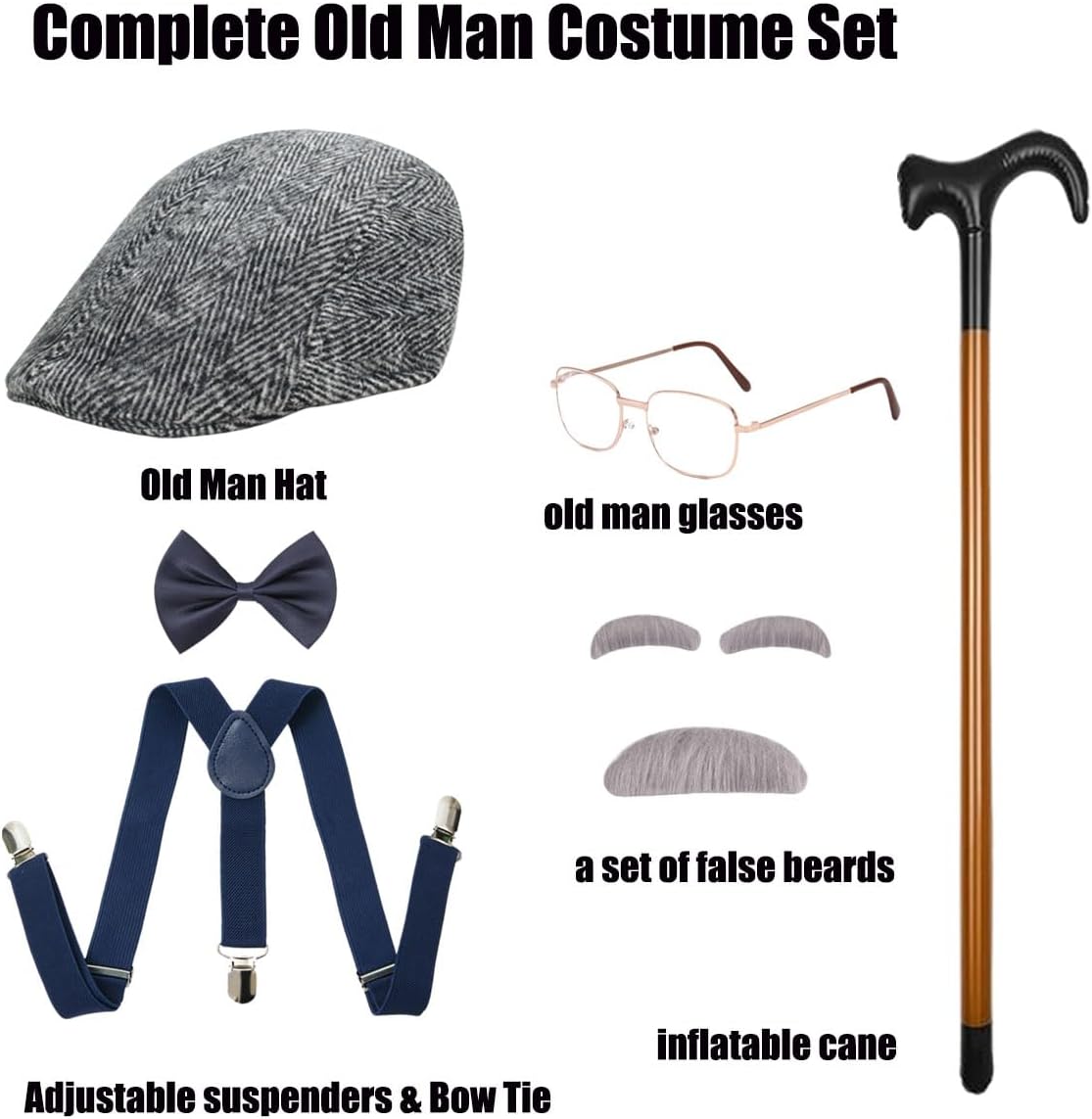 Old Man Costume Grandpa Accessories Set