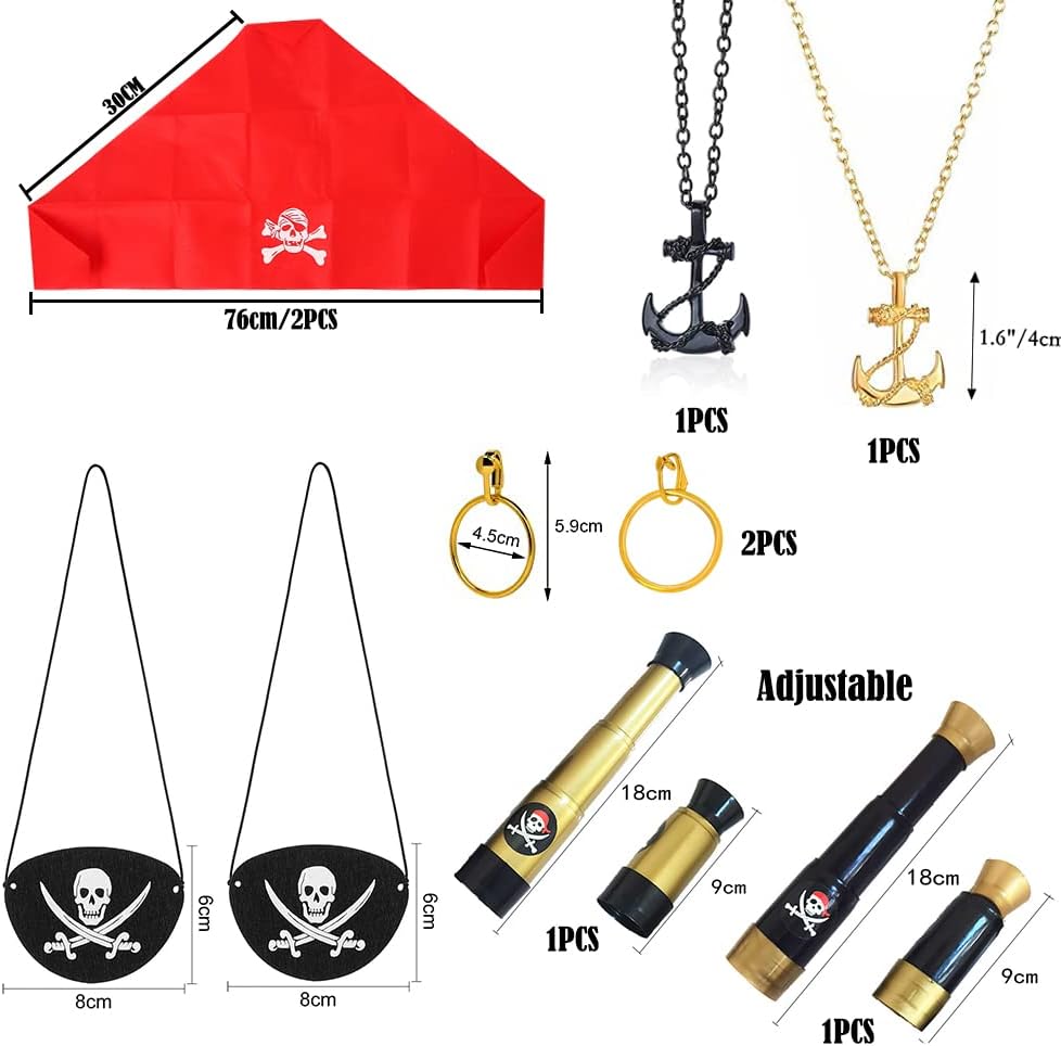 Captain Pirate Costume Accessories Set for Men