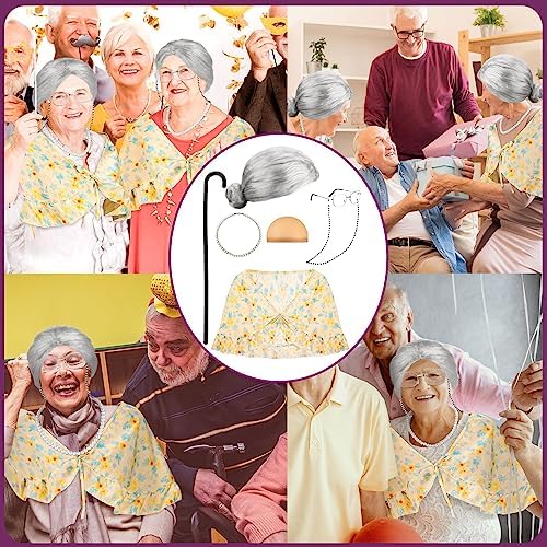 Berlune 7-Piece 100th Day Grandma Costume