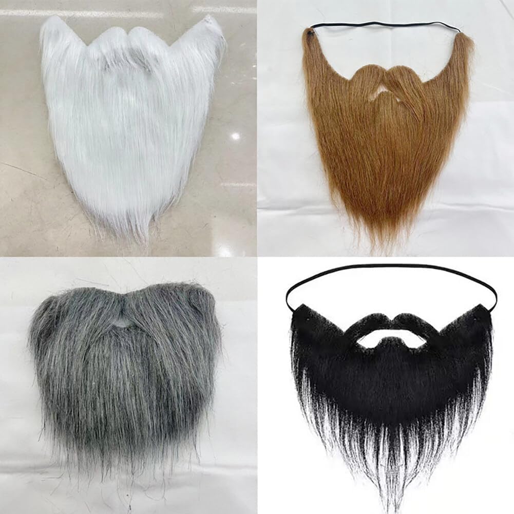 Surakey 8 Pcs Halloween Fake Beards Costume Adjustable Elastic for Men Kids