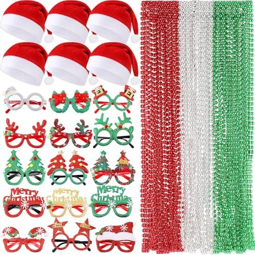 Shappy Christmas GlassSanta Hat 60 Pcs Christmas Accessories