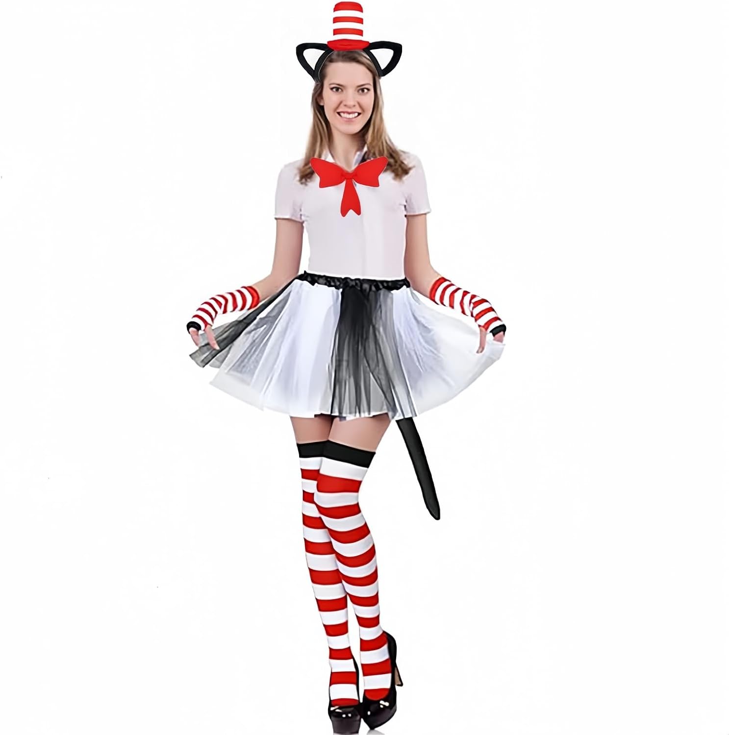 Cat in the Hat Set Red Bow Tie Cat Costume Accessories