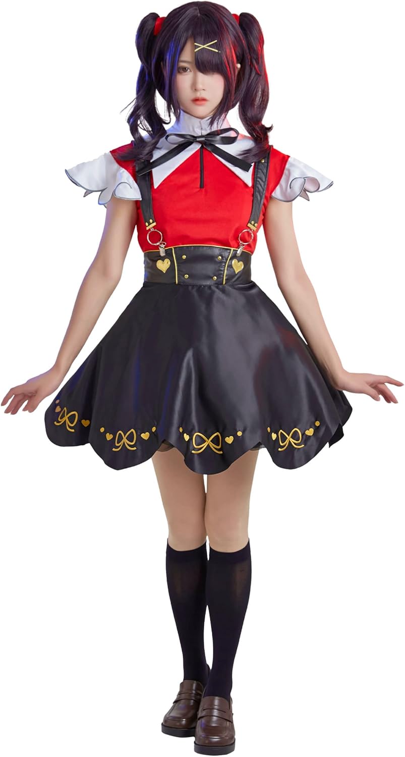 Kawaii Womens Game Streamer Cosplay Costume with Suspender Skirt and Accessories