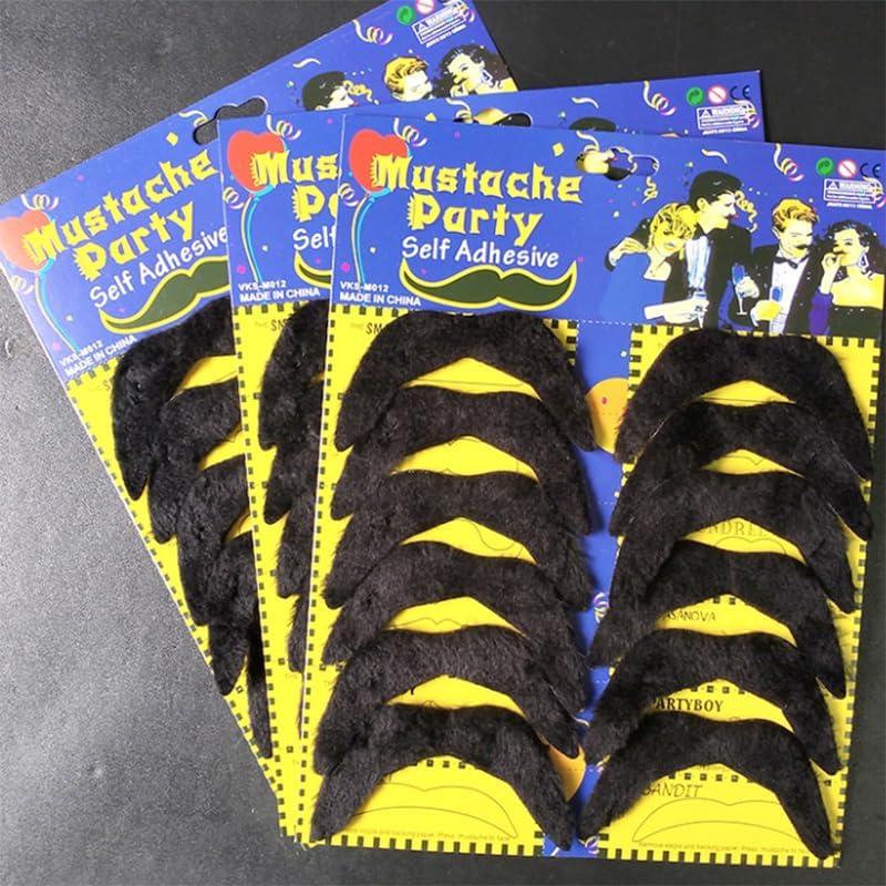 12-Piece Real Fake Mustaches Adhesive Costume for Adults