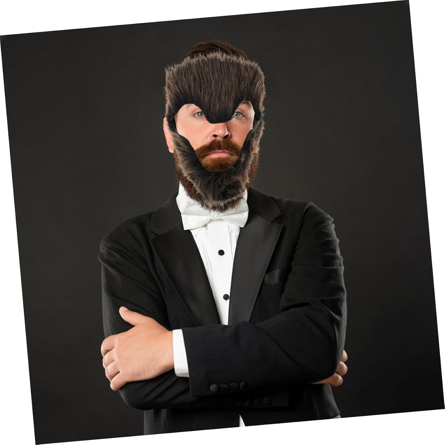 Yardenfun Realistic Monkey Beard Costume for Men - Dark Brown