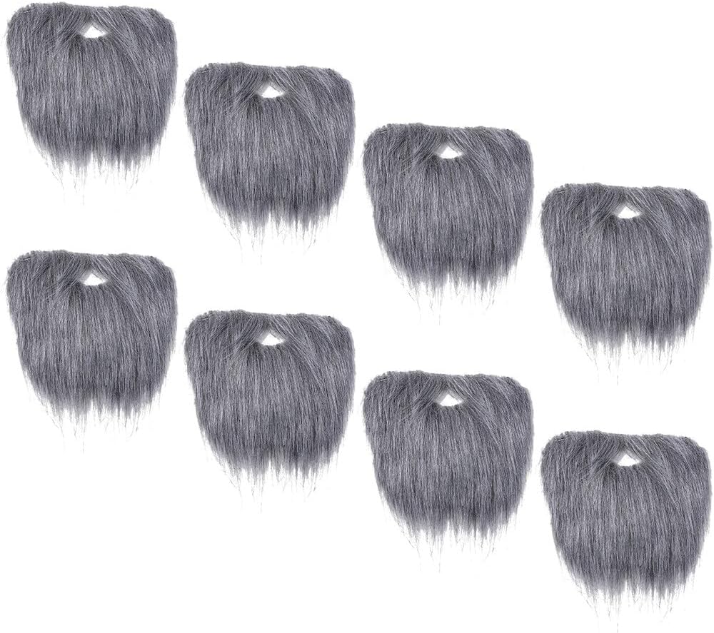 Surakey 8 Pcs Halloween Fake Beards Costume Adjustable Elastic for Men Kids